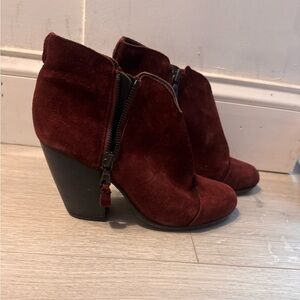 rag & bone Deep Red Ankle Booties suede Margot sz 6